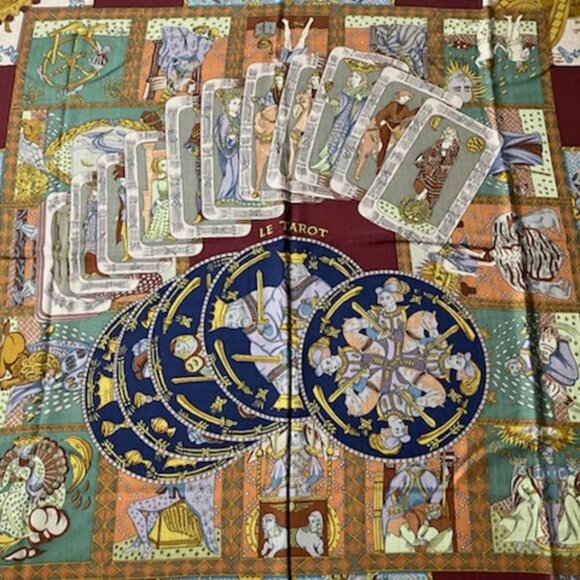 Hermes "Le Tarot" 140 cm Vintage Cashmere and Silk Shawl - Picture 5 of 10